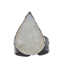 Load image into Gallery viewer, steel and silver moonstone ring