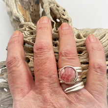 Load image into Gallery viewer, rhodochrosite ring shown on hand