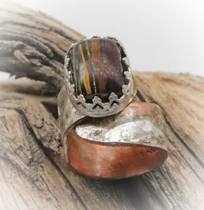 tiger iron gemstone ring
